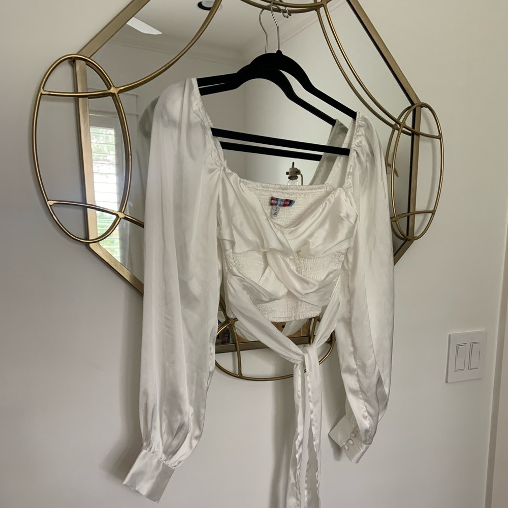 Urban Outfitters White Crop Sleeve Top